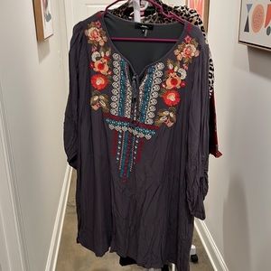 Boho could be worn with tights as a dress or as a blouse very forgiving so cute